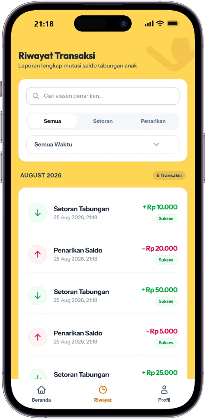 SakuSiswa Riwayat Transaksi